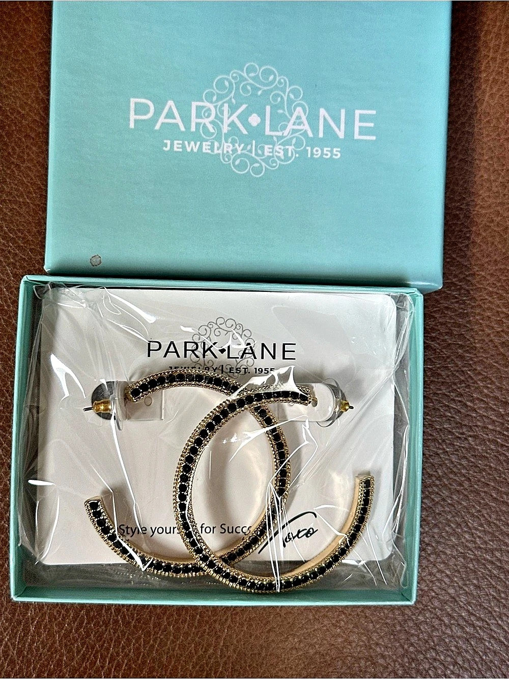Park Lane Black & Gold Hoop Earrings